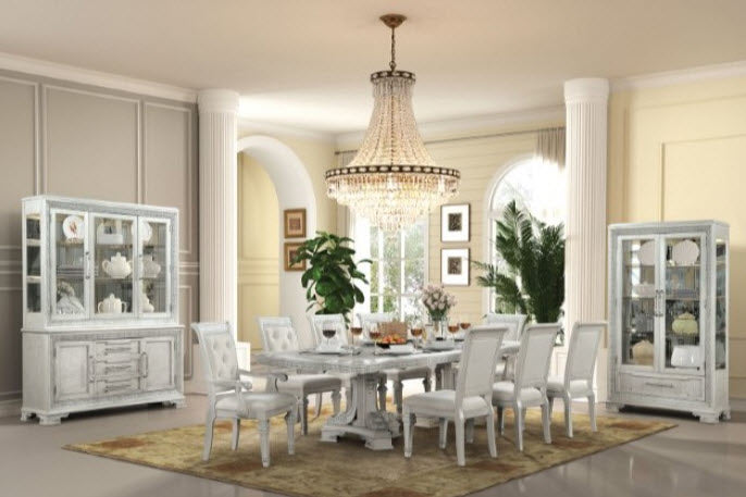 Furniture of America - Stella Mia Hutch & Buffet in Ivory - FM31000WH-HB-SET - GreatFurnitureDeal