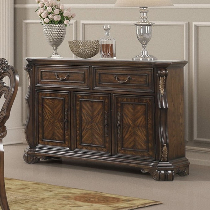 Furniture of America - Leovanni Sideboard in Dark Brown - FM31003DB-SV - GreatFurnitureDeal