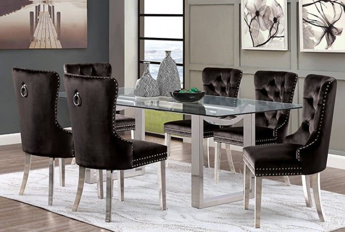 Furniture of America - Silvestri Dining Table in Chrome - FM37000SV-T-TABLE - GreatFurnitureDeal