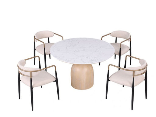 Furniture of America - Neasden 5 PIece Dining Table Set in Natural/Black/White - FM37003NT-T-TABLE-5SET - GreatFurnitureDeal