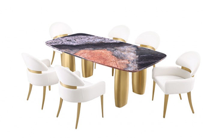 Furniture of America - Northolt 7 Piece Dining Table Set in Black/Gray/Matte Gold - FM37004GY-T-TABLE-7SET - GreatFurnitureDeal