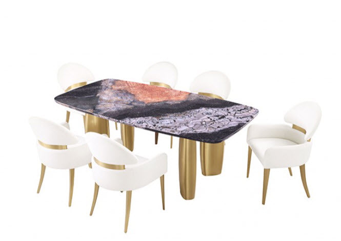 Furniture of America - Northolt 7 Piece Dining Table Set in Black/Gray/Matte Gold - FM37004GY-T-TABLE-7SET - GreatFurnitureDeal