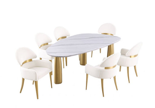 Furniture of America - Northam 5 Piece Dining Table Set in White/Matte Gold - FM37005WH-T-TABLE-5SET - GreatFurnitureDeal