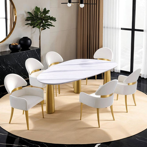 Furniture of America - Northam 5 Piece Dining Table Set in White/Matte Gold - FM37005WH-T-TABLE-5SET - GreatFurnitureDeal