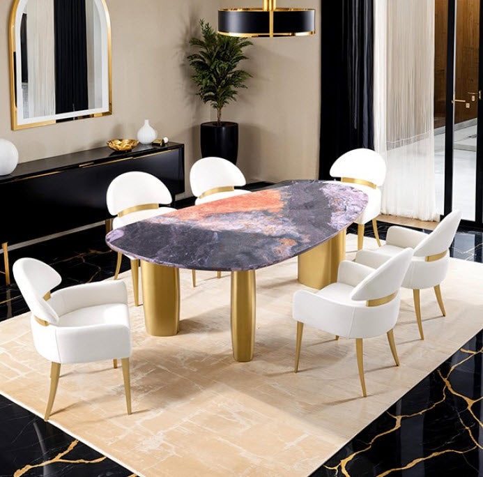 Furniture of America - Northwich 5 Dining Table Set in Black/Gray/Matte Gold - FM37006GY-T-TABLE-5SET - GreatFurnitureDeal