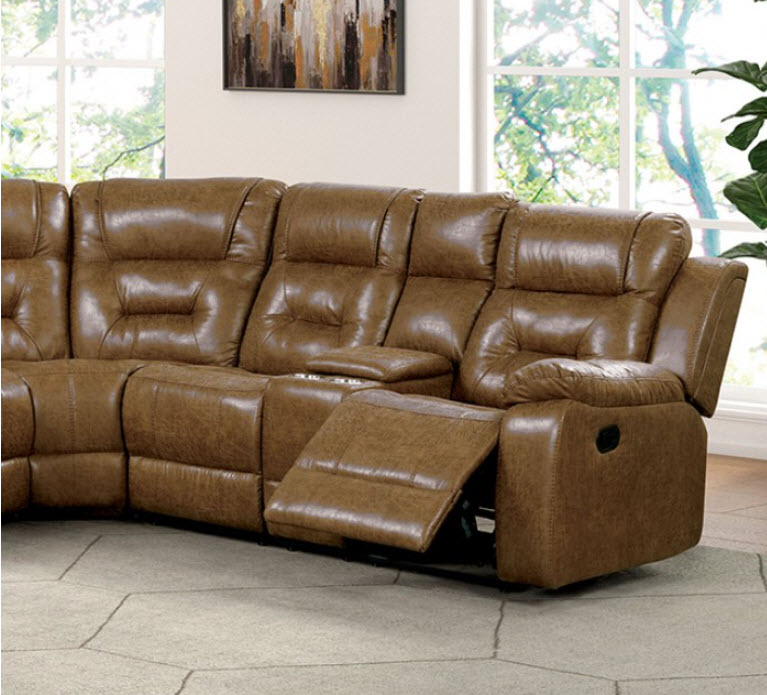 Furniture of America - Ezekius Manual Sectional in Brown - FM6011BR-M-SECT - GreatFurnitureDeal