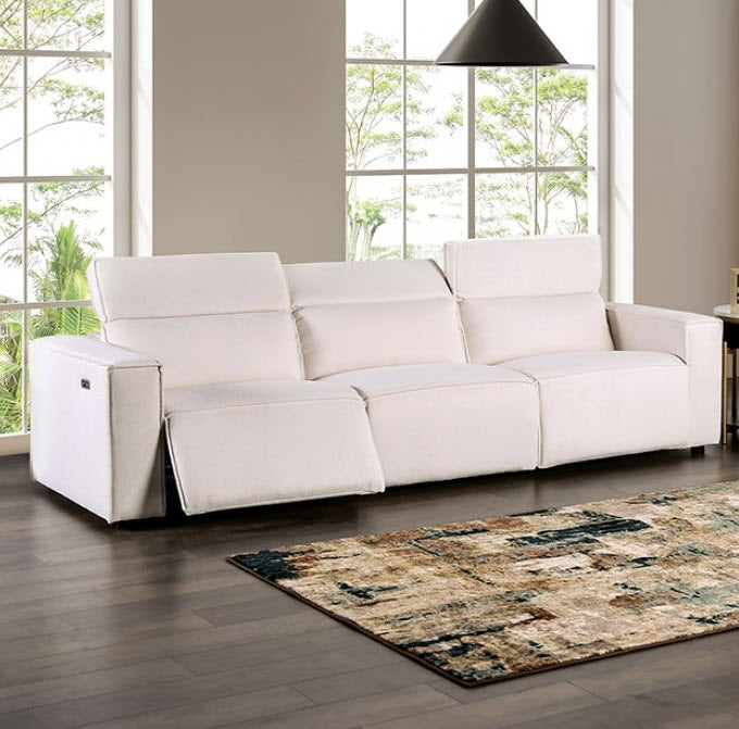Furniture of America - Treharris 2 Piece Power Sofa Set in White - FM62002WH-SF-LV-PM-PK - GreatFurnitureDeal