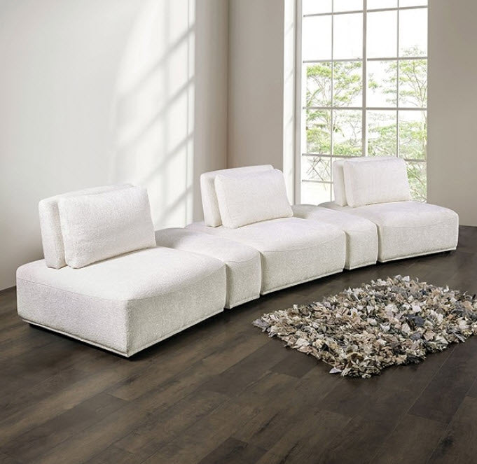 Furniture of America - Stavanger Curved 3-Seater Sofa in White - FM63001WH-G - GreatFurnitureDeal