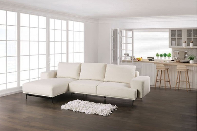 Furniture of America - Baerum Sectional, Left Chaise in Linen White - FM63006WH-SECT-L - GreatFurnitureDeal