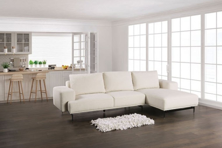 Furniture of America - Baerum Sectional, Right Chaise in Linen White - FM63006WH-SECT-R - GreatFurnitureDeal