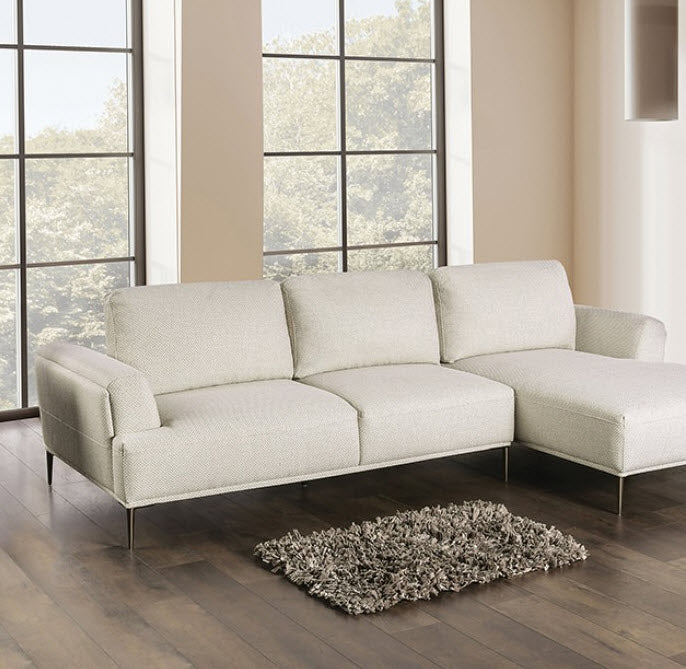 Furniture of America - Gladbach Sectional, Right Chaise in Beige - FM63007BG-SECT-R - GreatFurnitureDeal