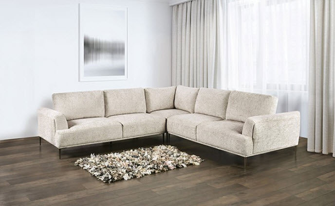 Furniture of America - Gladbach Large L-Sectional in Light Brown - FM63007LB-SECT-LL - GreatFurnitureDeal