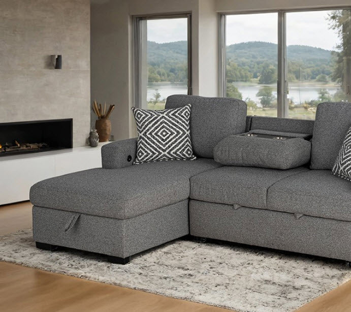 Furniture of America - Chatham Sectional in Gray - FM64005GY-SECT-L - GreatFurnitureDeal