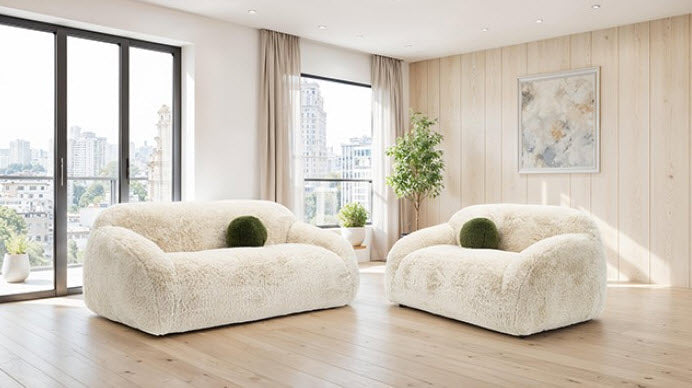 Furniture of America - Darwen 2 Piece Sofa Set in Sand - FM64006BG-2PC
