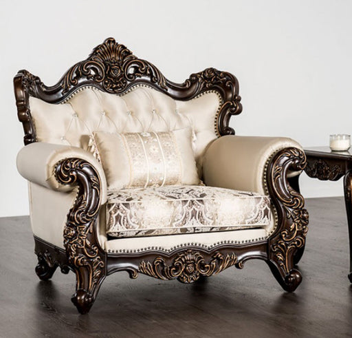 Furniture of America - Palencia Chair in Dark Cherry/Beige - FM65005BG-CH - GreatFurnitureDeal