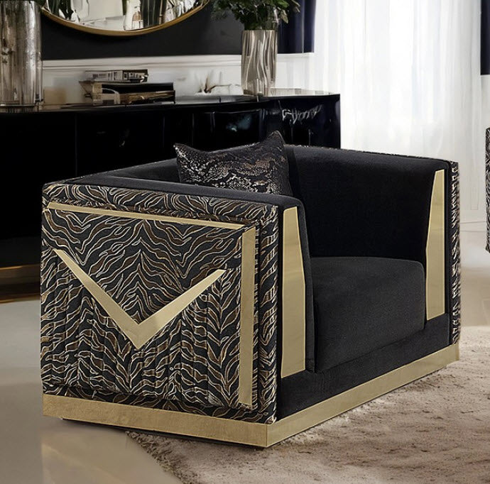 Furniture of America - Doriphei Chair in Black Velvet/Gold - FM67000BK-CH - GreatFurnitureDeal