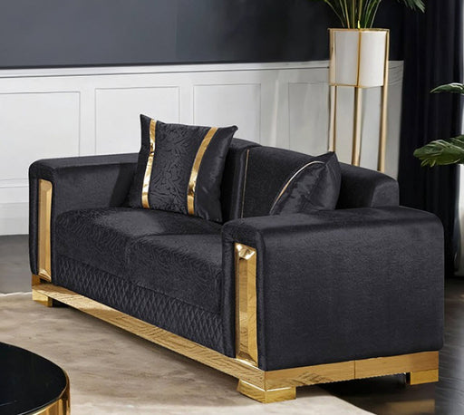 Furniture of America - Valdosta 3 Piece Living Room Set in Black/Gold - FM67001BK-SF-3SET - GreatFurnitureDeal