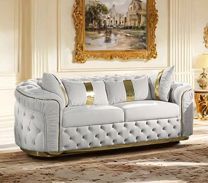 Furniture of America - Adelpha 2 Piece Sofa Set in Beige/Gold - FM67002BG-SF-M-2SET - GreatFurnitureDeal