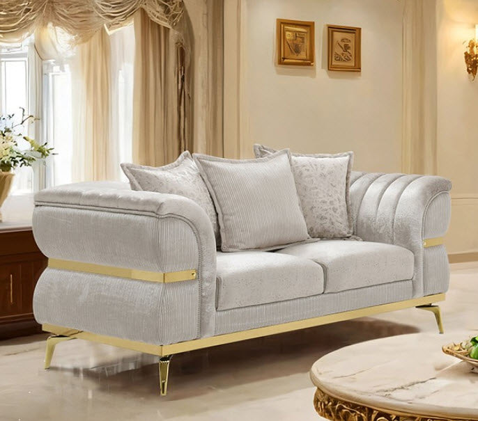 Furniture of America - Charlevoix Loveseat in Beige/Gold - FM67003BG-LV - GreatFurnitureDeal