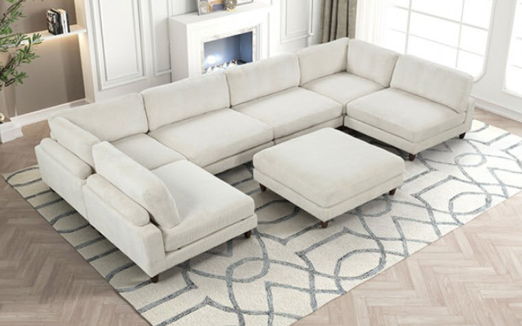 Furniture of America - Dagenham Sectional in Beige - FM6800BG-A - GreatFurnitureDeal