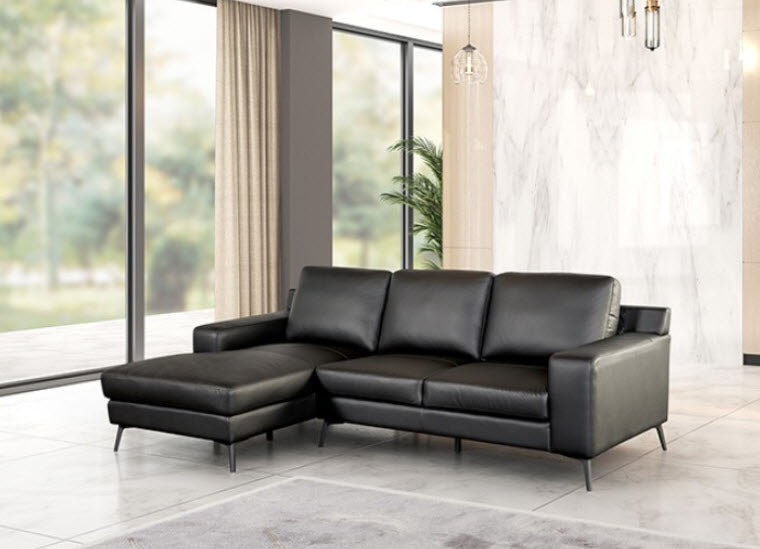 Furniture of America - Stordal Sectional Left Chaise in Black - FM69004BK-SECT-L - GreatFurnitureDeal