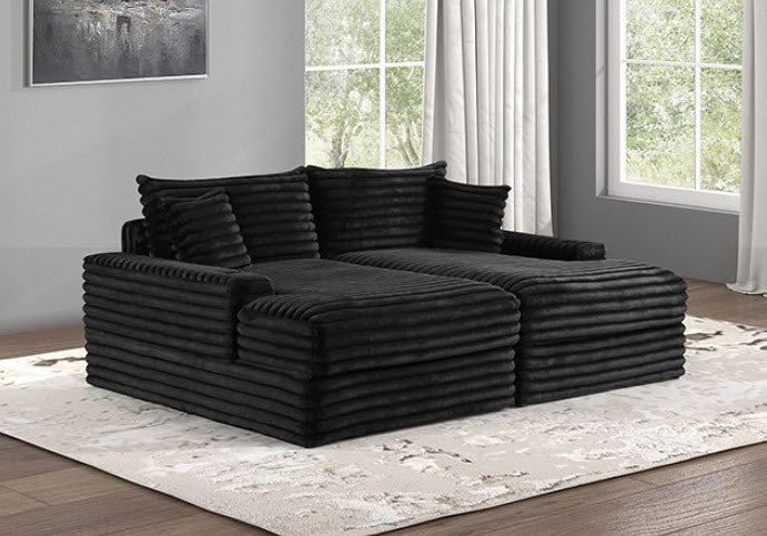 Furniture of America - Tavedestrand Double Chaise Sofa in Black - FM6900BK-PK