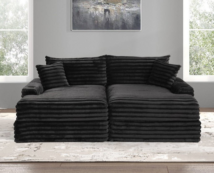 Furniture of America - Tavedestrand Double Chaise Sofa in Black - FM6900BK-PK