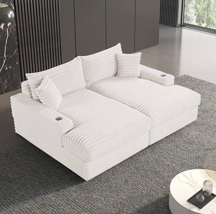 Furniture of America - Tavedestrand Double Chaise Sofa in White - FM6900WH-PK