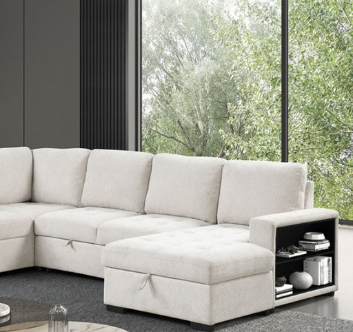 Furniture of America - Stockwell Sleeper Sofa Sectional in Beige - FM6966BG-SECT - GreatFurnitureDeal