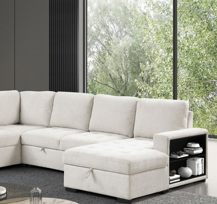 Furniture of America - Stockwell Sleeper Sofa Sectional in Beige - FM6966BG-SECT - GreatFurnitureDeal
