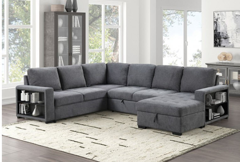 Furniture of America - Stockwell Sleeper Sofa Sectional in Dark Gray - FM6966DG-SECT - GreatFurnitureDeal