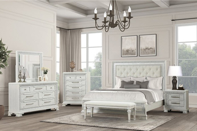 Furniture of America - Stella Mia Dresser with Mirrror in Creamy White - FM70000WH-DM - GreatFurnitureDeal