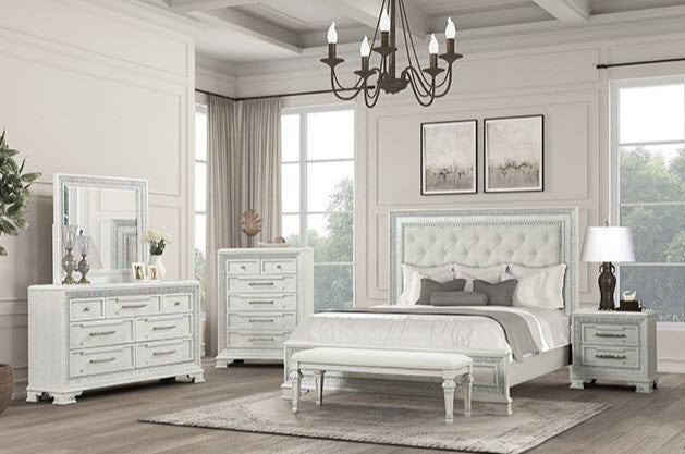 Furniture of America - Stella Mia King Bed in Creamy White - FM70000WH-F-K - GreatFurnitureDeal
