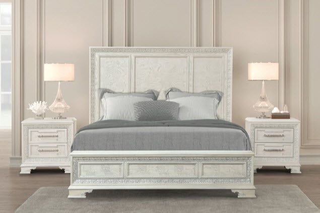 Furniture of America - Stella Mia King Bed in Creamy White - FM70000WH-W-K - GreatFurnitureDeal