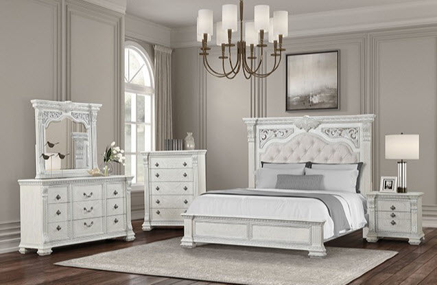 Furniture of America - Promenade King Bed in Wire Brushed White - FM70001WH-K - GreatFurnitureDeal