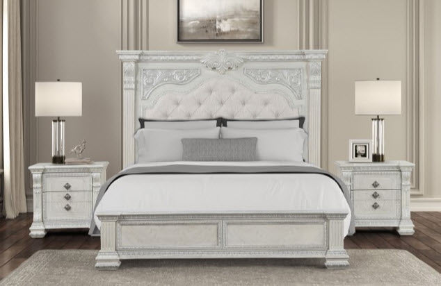 Furniture of America - Promenade King Bed in Wire Brushed White - FM70001WH-K - GreatFurnitureDeal