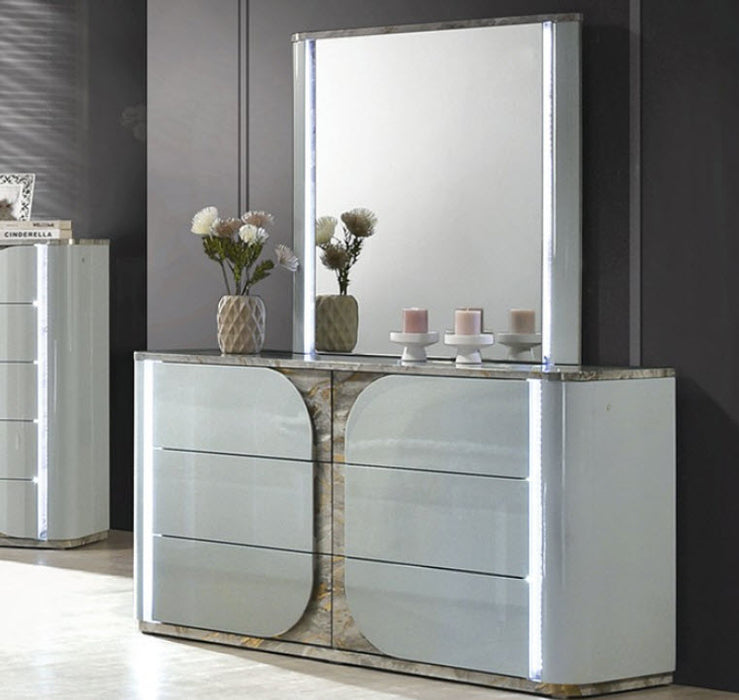 Furniture of America - Cleburne 6 Piece King Bedroom Set in Light Gray - FM72011LG-EK-6SET - GreatFurnitureDeal