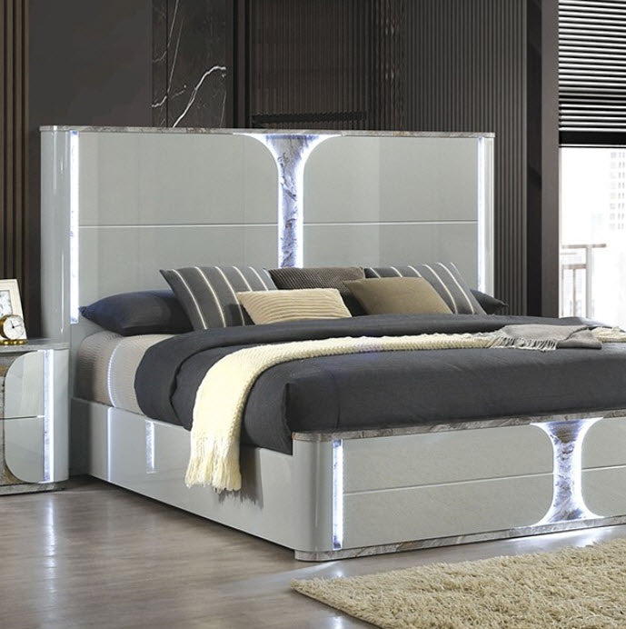 Furniture of America - Cleburne 5 Piece King Bedroom Set in Light Gray - FM72011LG-EK-5SET - GreatFurnitureDeal