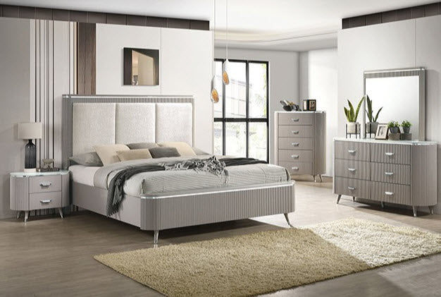 Furniture of America - Aldridge King Bed in Light Gray - FM7243GY-K - GreatFurnitureDeal