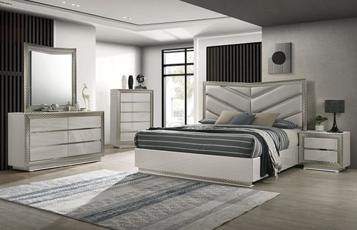 Furniture of America - Ventnor 5 Piece King Bedroom Set in Gray - FM7251GY-EK-5SET - GreatFurnitureDeal