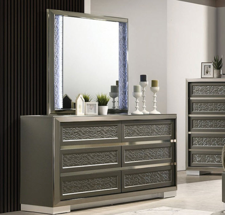 Furniture of America - Leyland 6 Piece King Bedroom Set in Dark Gray - FM7252DG-EK-6SET - GreatFurnitureDeal