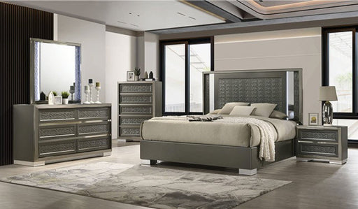 Furniture of America - Leyland 5 Piece King Bedroom Set in Dark Gray - FM7252DG-EK-5SET - GreatFurnitureDeal
