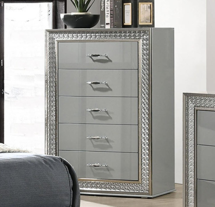 Furniture of America - Cassiopeia 6 Piece Queen Bedroom Set in Metallic Gray - FM7253GY-Q-6SET - GreatFurnitureDeal