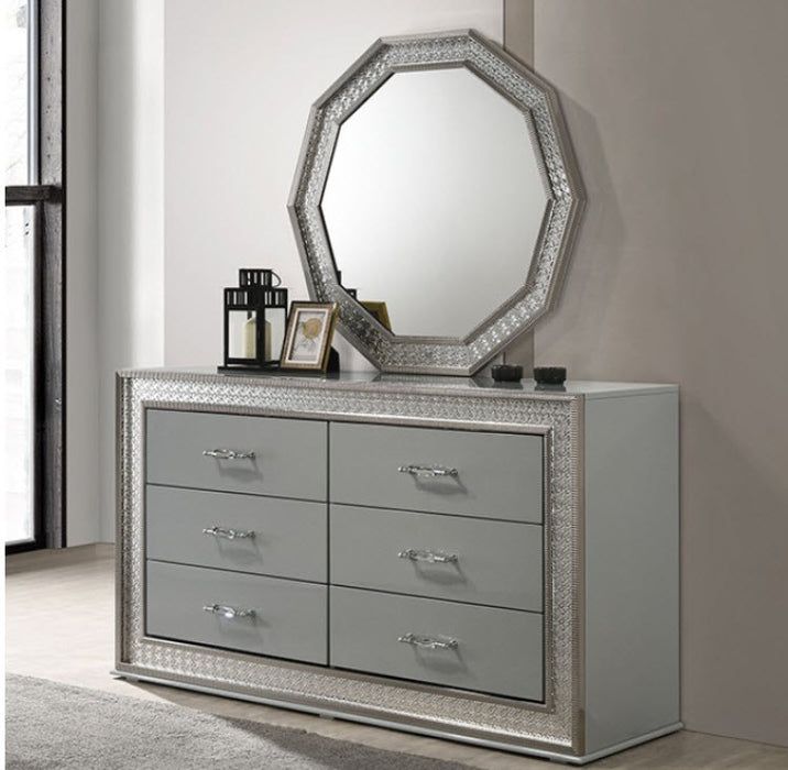 Furniture of America - Cassiopeia 6 Piece King Bedroom Set in Metallic Gray - FM7253GY-EK-6SET - GreatFurnitureDeal