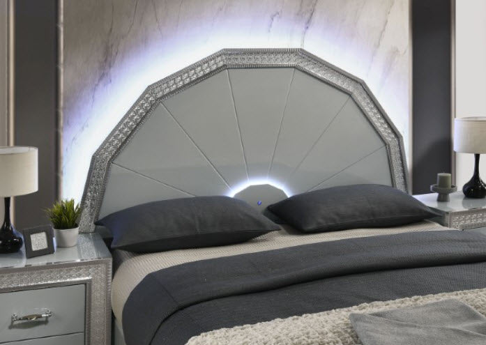 Furniture of America - Cassiopeia 5 Piece King Bedroom Set in Metallic Gray - FM7253GY-EK-5SET - GreatFurnitureDeal