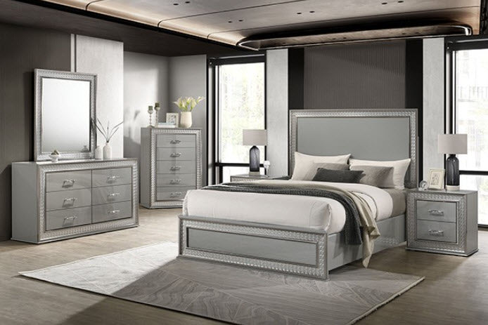 Furniture of America - Cassiopeia King Bed in Metallic Gray - FM7254GY-EK - GreatFurnitureDeal