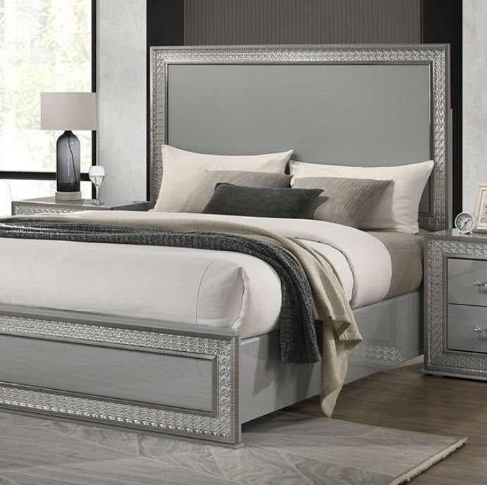 Furniture of America - Cassiopeia King Bed in Metallic Gray - FM7254GY-EK - GreatFurnitureDeal