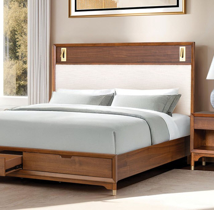 Furniture of America - Hepburne 5 Piece King Bedroom Set in Walnut - FM74000WN-ST-EK-5SET - GreatFurnitureDeal