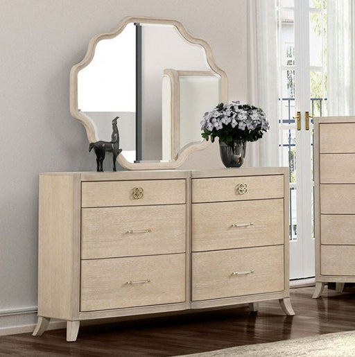 Furniture of America - Candra Dresser with Mirror in Natural Oak - FM7424AK-DM - GreatFurnitureDeal