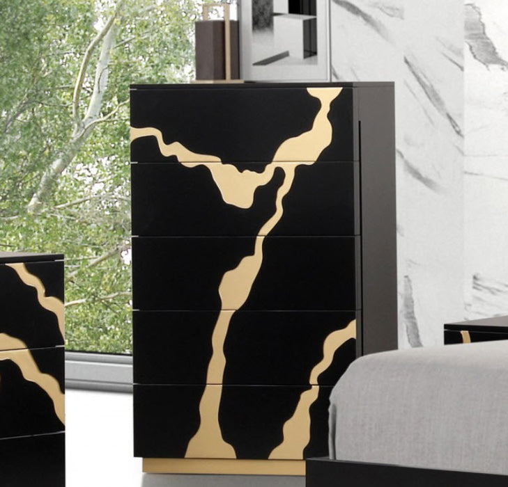 Furniture of America - Goldsberg 5 Piece Queen Bedroom Set in Black/Gold - FM7425BK-WP-Q-5SET - GreatFurnitureDeal